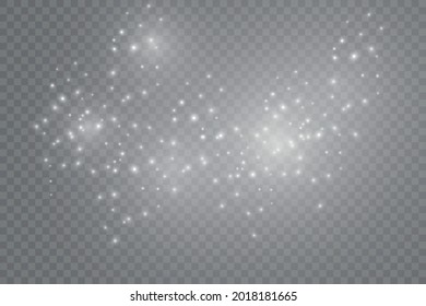 White glowing light effect isolated on transparent background. Shining flare. Magic glitter dust particles. Star burst with sparkles. Vector illustration