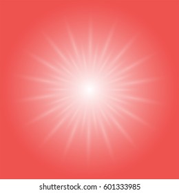 White glowing light. Light effect on a colored background. Vector illustration.