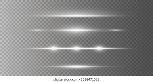 White glowing light explode.Horizontal neon lines.Bright flash.Vector EPS 10.