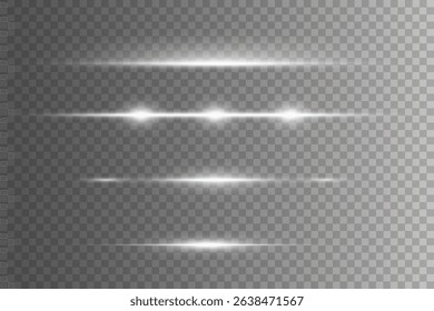 White glowing light explode.Horizontal neon lines.Bright flash.Vector EPS 10.