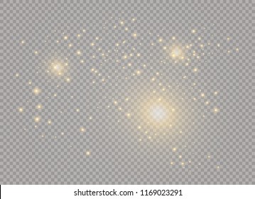 White glowing light explodes on a transparent background. Sparkling magical dust particles. Bright Star. Transparent shining sun, bright flash. Vector sparkles. To center a bright flash.