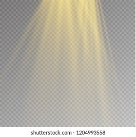 White glowing light explodes on a transparent background. Sparkling magical dust particles. Bright Star. Transparent shining sun, bright flash. Vector sparkles. To center a bright flash.