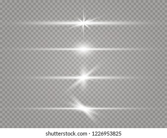 White glowing light explodes on a transparent background. Sparkling magical dust particles. Bright Star. Transparent shining sun, bright flash. Vector sparkles. To center a bright flash.