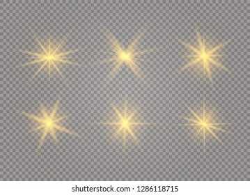 White glowing light explodes on a transparent background. Sparkling magical dust particles. Bright Star. Transparent shining sun, bright flash