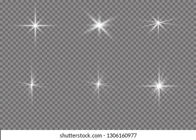White glowing light explodes on a transparent background. with ray. Transparent shining sun, bright flash. The center of a bright flash
