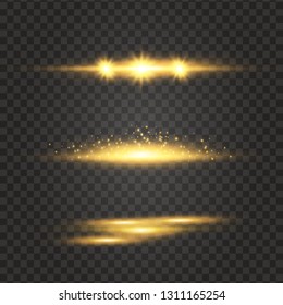White glowing light explodes on a transparent background. Sparkling magical dust particles. Bright Star. Transparent shining sun, bright flash. Vector sparkles. To center a bright flash.