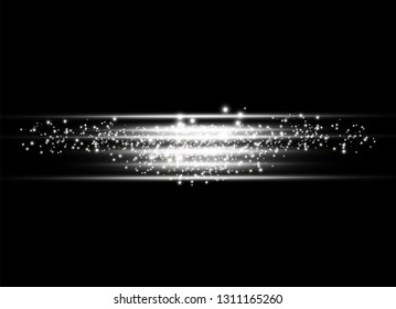 White glowing light explodes on a transparent background. Sparkling magical dust particles. Bright Star. Transparent shining sun, bright flash. Vector sparkles. To center a bright flash.