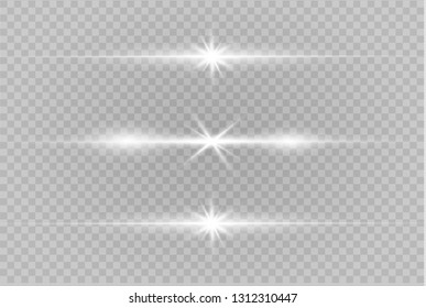 White glowing light explodes on a transparent background. Sparkling magical dust particles. Bright Star. Transparent shining sun, bright flash. Vector sparkles. To center a bright flash.