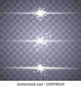 White glowing light explodes on a transparent background.Bright Star. Special line flare light effects for design and decor 