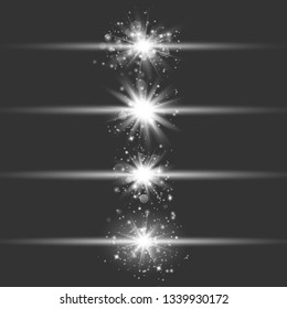 White glowing light explodes on a transparent background.Bright Star. Special line flare light effects for design and decor 