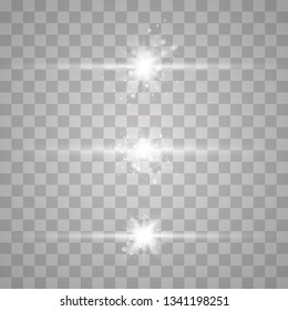 White glowing light explodes on a transparent background.Bright Star. Special line flare light effects for design and decor 