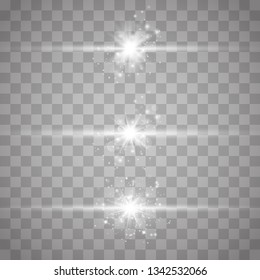 White glowing light explodes on a transparent background.Bright Star. Special line flare light effects for design and decor 