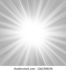 White glowing light explodes on a transparent background. with ray. Transparent shining sun, bright flash.Glow light effect. Star burst with sparkles.