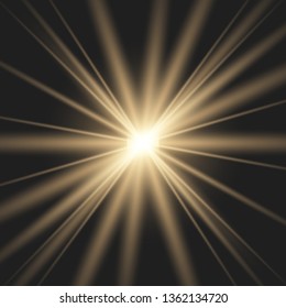 White glowing light explodes on a transparent background. with ray. Transparent shining sun, bright flash.Glow light effect. Star burst with sparkles.