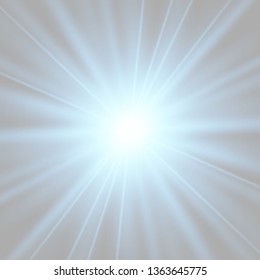 White glowing light explodes on a transparent background. with ray. Transparent shining sun, bright flash.Glow light effect. Star burst with sparkles.