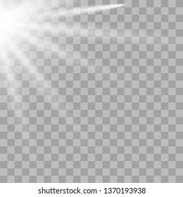 White glowing light explodes on a transparent background. Vector illustration of light decoration effect with ray. Vector illustrator EPS10.
