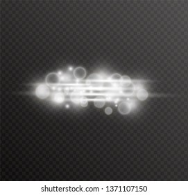 White glowing light explodes on a transparent background. Sparkling magical dust particles. Bright Star. Transparent shining sun, bright flash. Vector sparkles. dust bright flash.