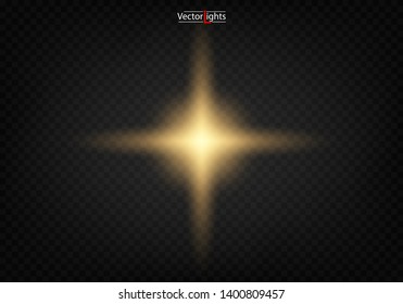 White glowing light explodes on a transparent background. Sparkling magical dust particles. Bright Star. Transparent shining sun, bright flash. Vector sparkles. To center a bright flash.