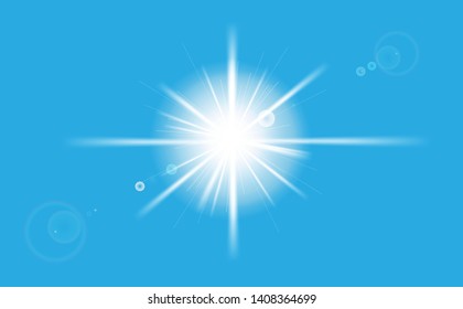 White glowing light explodes on a transparent background. Sparkling magical dust particles. Bright Star. Transparent shining sun, bright flash. Vector sparkles.