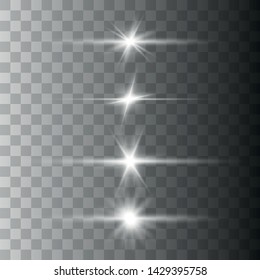 White glowing light explodes on a transparent background. Optical lens flare light effects. To center a bright flash.