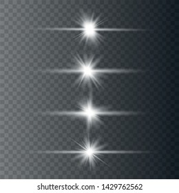 White glowing light explodes on a transparent background. Optical lens flare light effects. To center a bright flash.
