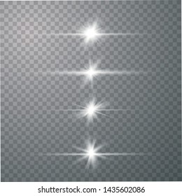 White glowing light explodes on a transparent background. Optical lens flare light effects. To center a bright flash.