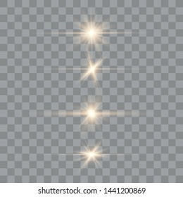 White glowing light explodes on a transparent background. Optical lens flare light effects. To center a bright flash.