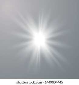 White glowing light explodes on a transparent background. Sparkling magical dust particles. Bright Star. Transparent shining sun, bright flash.