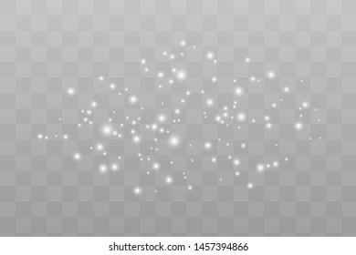 White glowing light explodes on a transparent background. Sparkling magical dust particles. Bright Star. Transparent shining sun, bright flash. Vector sparkles. To center a bright flash