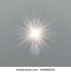 White glowing light explodes on a transparent background. Sparkling magical dust particles. Bright Star. Transparent shining sun, bright flash