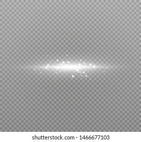 White glowing light explodes on a transparent background. Sparkling magical dust particles. Bright Star. Transparent shining sun, bright flash. Vector sparkles. To center a bright flash