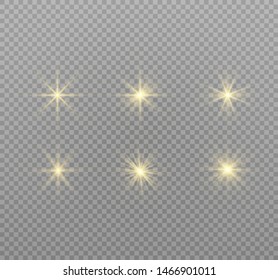 White glowing light explodes on a transparent background. Sparkling magical dust particles. Bright Star. Transparent shining sun, bright flash. Vector sparkles. To center a bright flash.