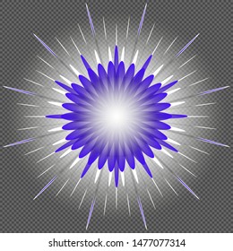 White glowing light explodes on a transparent background. Vector illustration of light decoration effect with ray