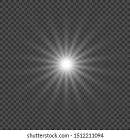 White glowing light explodes on a transparent
background. Christmas background
