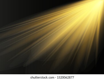 White glowing light explodes on a transparent background. Vector illustration of light decoration effect with ray