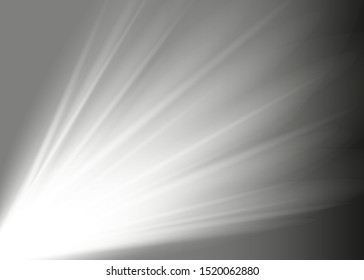 White glowing light explodes on a transparent background. Vector illustration of light decoration effect with ray