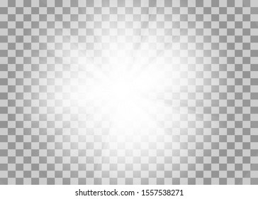 White glowing light explodes on a transparent background. Sparkling magical dust particles. Bright Star. Transparent shining sun, bright flash. Vector sparkles.