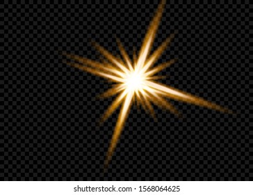 White glowing light explodes on a transparent background. Sparkling magical dust particles. Bright Star. Transparent shining sun, bright flash. Vector sparkles. To center a bright flash.