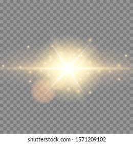 White glowing light explodes on a transparent background. Sparkling magical dust particles. Bright Star. Transparent shining sun, bright flash