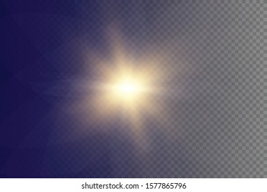 White glowing light explodes on a transparent background. Sparkling magical dust particles. Bright Star. Transparent shining sun, bright flash