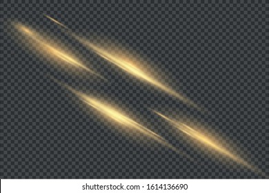 White glowing light explodes on a transparent background.Laser beams, horizontal light rays.Transparent Lens Flare.Vector illustration EPS10