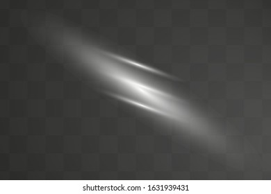 White glowing light explodes on a transparent background. Sparkling magical dust particles. Bright Star. Transparent shining sun, bright flash. Vector sparkles.