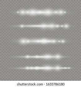 White glowing light explodes on a transparent background. To center a bright flash. Sparkling magical dust particles. Bright Star. Transparent shining sun, bright flash. Vector sparkles. 