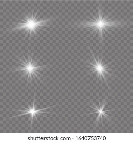 White glowing light explodes on a transparent background. with ray.  Transparent shining sun, bright flash.  Special lens flare light effect.
