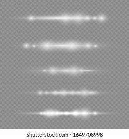 White glowing light explodes on a transparent background. To center a bright flash. Sparkling magical dust particles. Bright Star. Transparent shining sun, bright flash. Vector sparkles. 