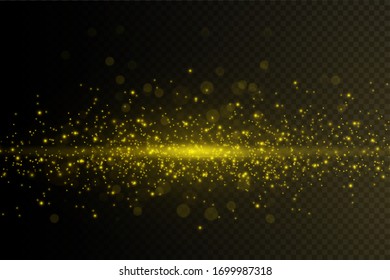 White glowing light explodes on a transparent background. Sparkling magical dust particles. Bright Star. Transparent shining sun, bright flash. Vector sparkles. To center a bright flash