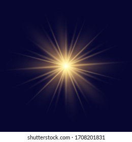 White glowing light explodes on a transparent background. with ray. Transparent shining sun, bright flash. Special lens flare light effect.