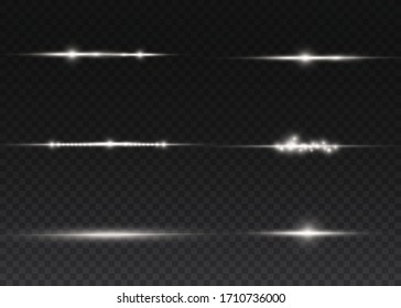 La luz blanca brillante estalla sobre un fondo transparente. Partículas mágicas de polvo espumoso. Estrella brillante. Sol claro y brillante. El vector brilla. Centrar un flash brillante.