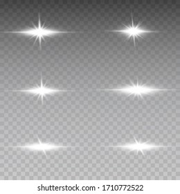 White glowing light explodes on a transparent background. with ray.  Transparent shining sun, bright flash.  Special lens flare light effect.