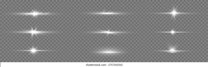 White glowing light explodes on a transparent background. Sparkling magical dust particles. Bright Star. Transparent shining sun, bright flash. Vector sparkles. To center a bright flash.